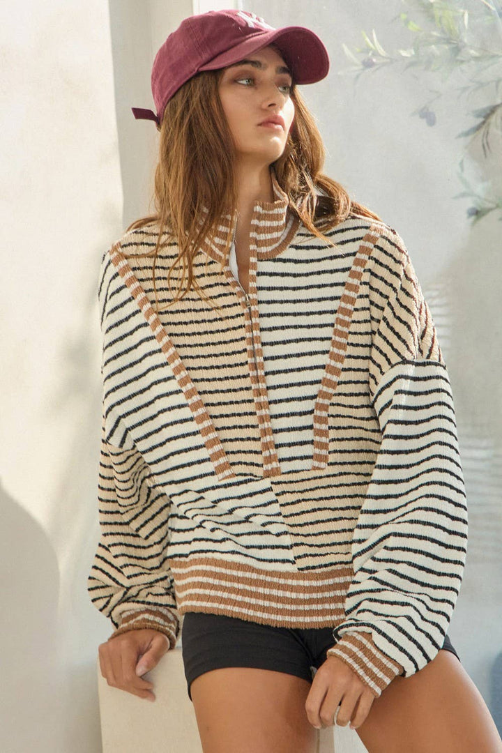 Half Zip Striped Top