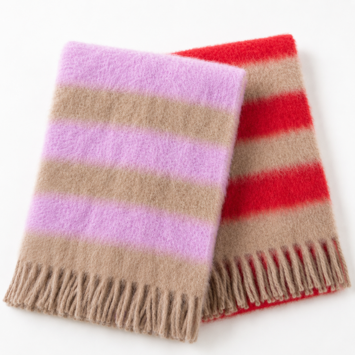 Ellison+Young Cozy Brushed Stripe Oversized Scarf, Bold Color Block
