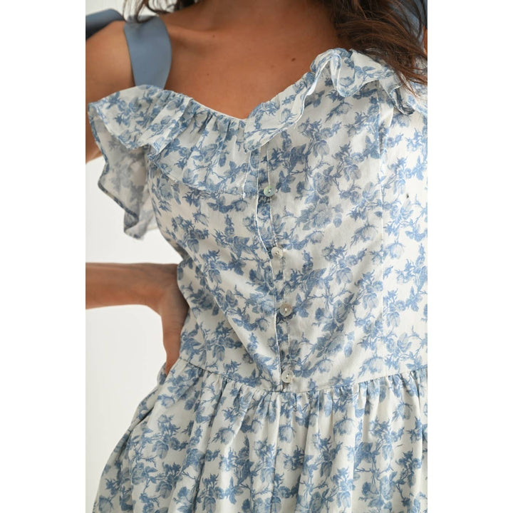 FLORAL SUMMER ROMPER WITH BOW STRAPS