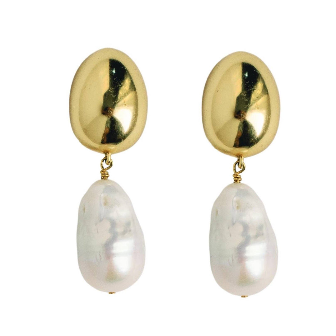 Gold and Pearl Drop Earrings