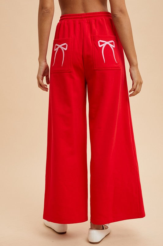Wide Leg Lounge Pants w/ Bows