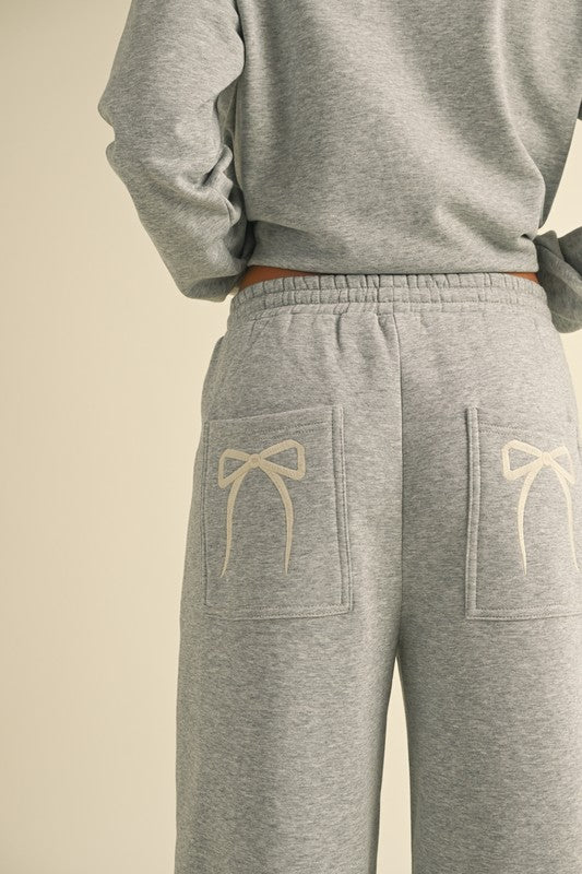 Wide Leg Lounge Pants w/ Bows