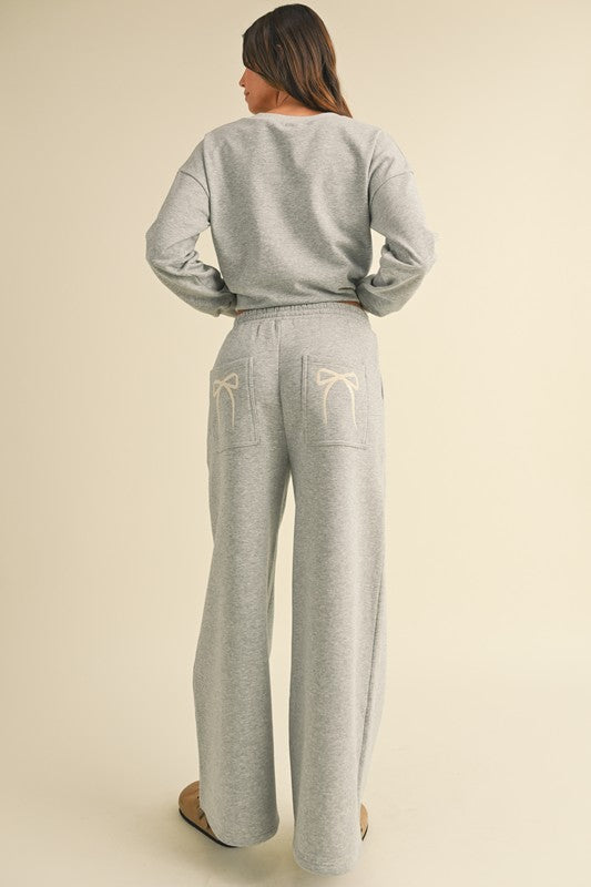 Wide Leg Lounge Pants w/ Bows