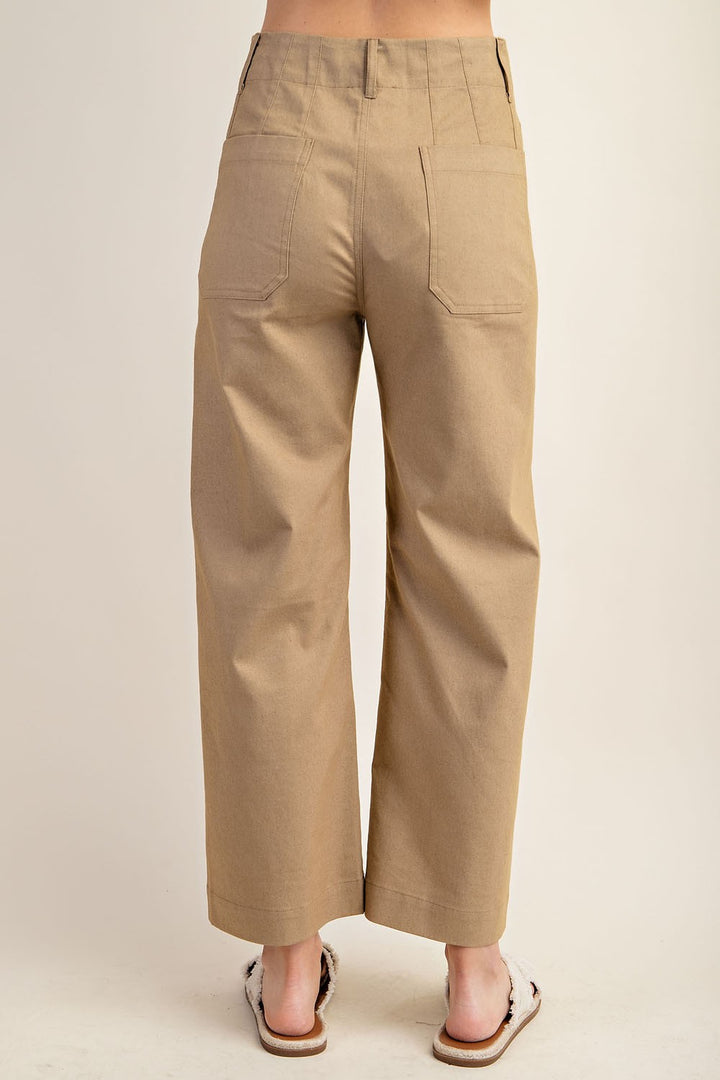Khaki Ankle Cropped Summer Pants