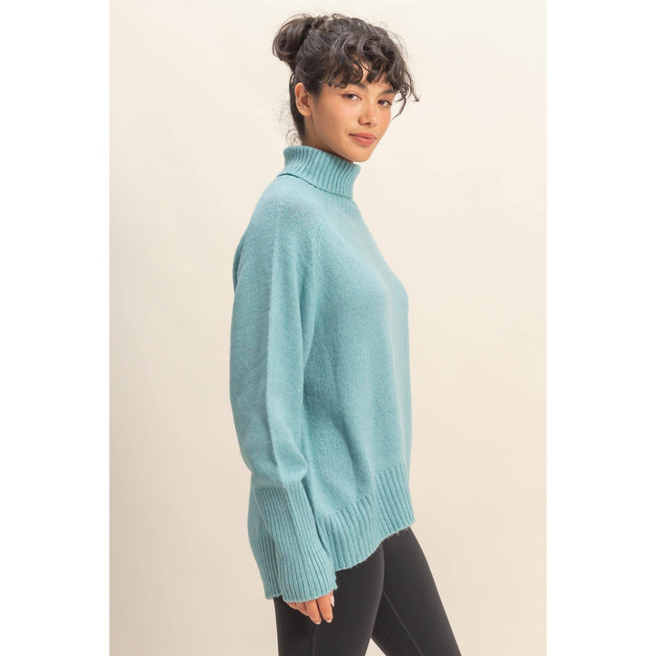 Blue Turtleneck Sweater