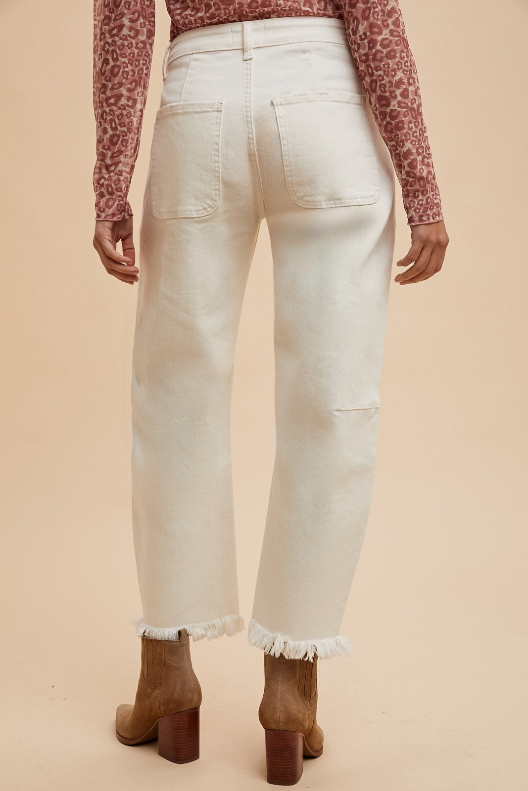 Cream Barrel Leg Pants