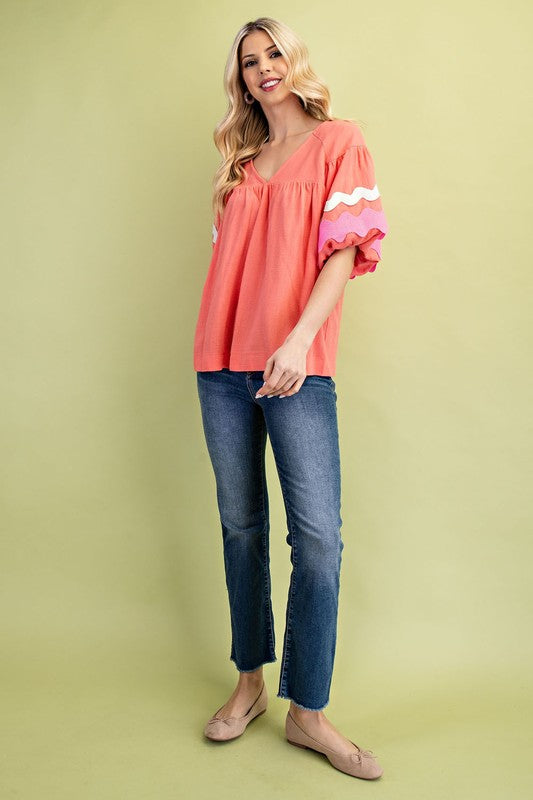 Linen Ric Rac Top