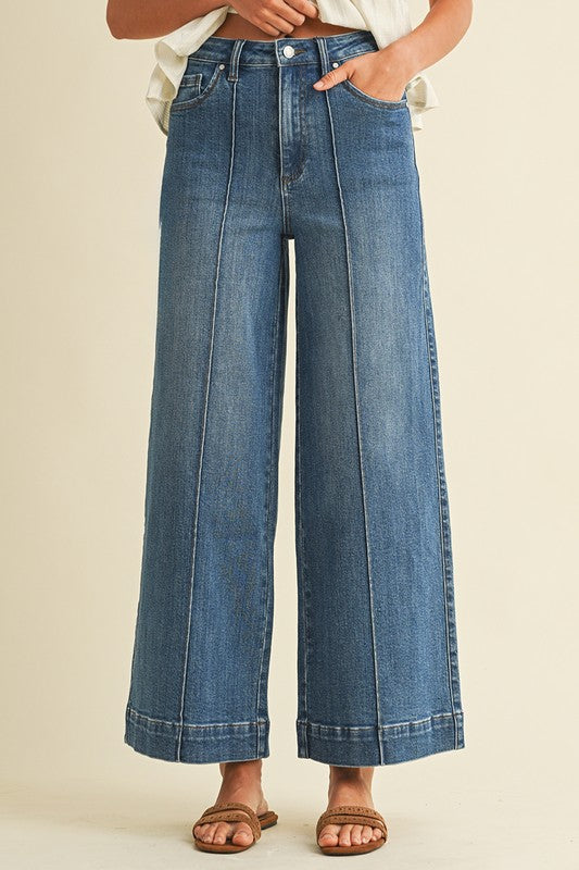 Stretch High Rise Pintuck Jean