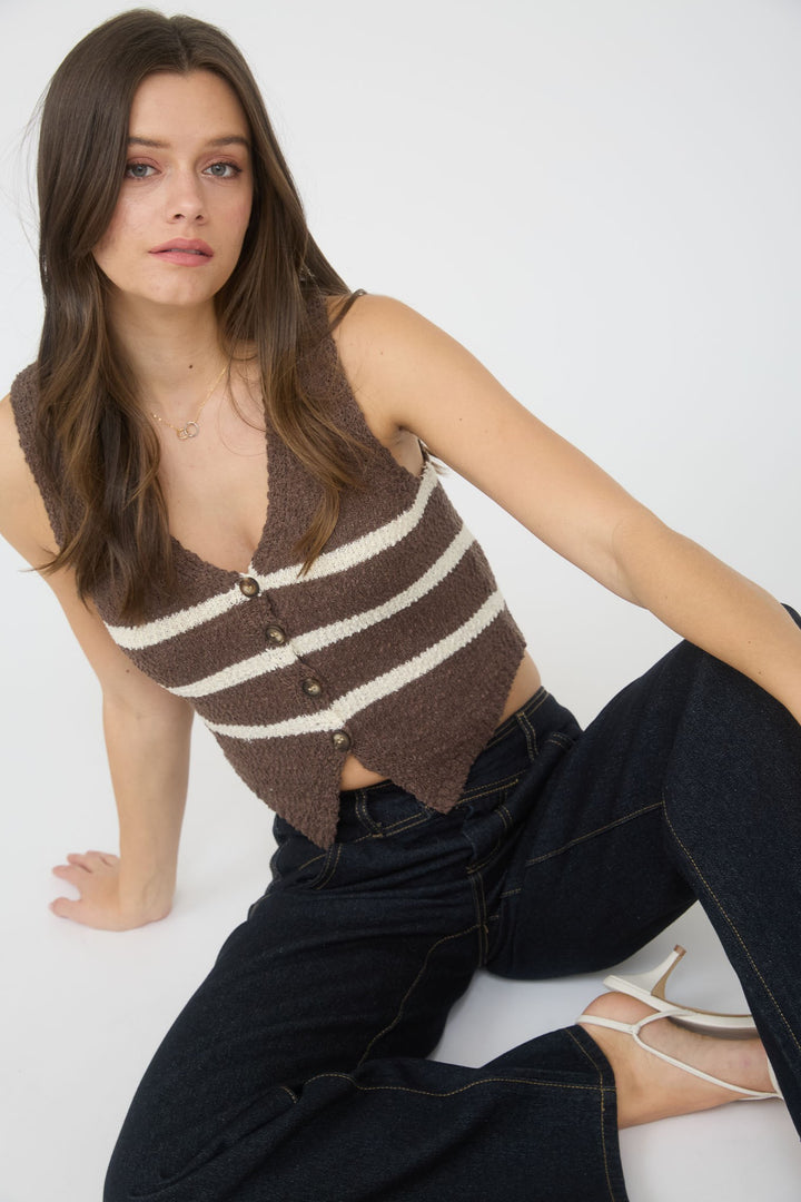 Stripe Sleeveless Knit Vest