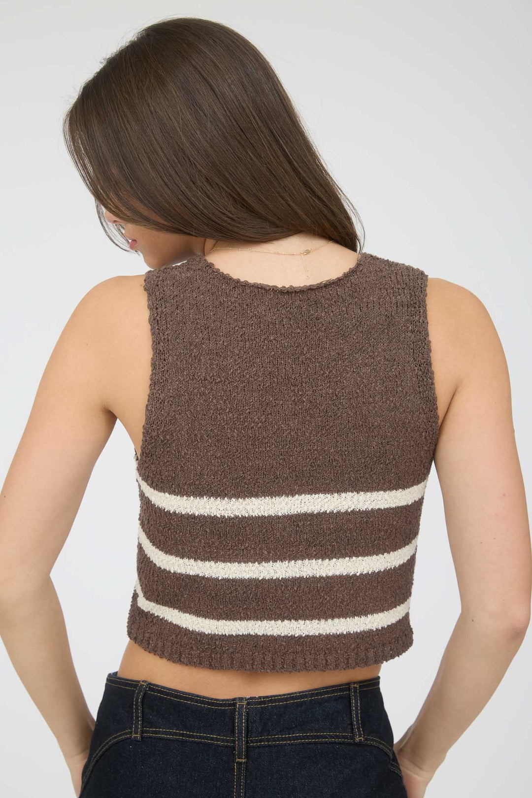 Stripe Sleeveless Knit Vest