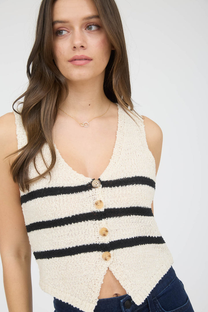 Stripe Sleeveless Knit Vest