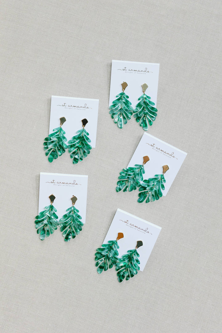 Green Petite Palm Earrings