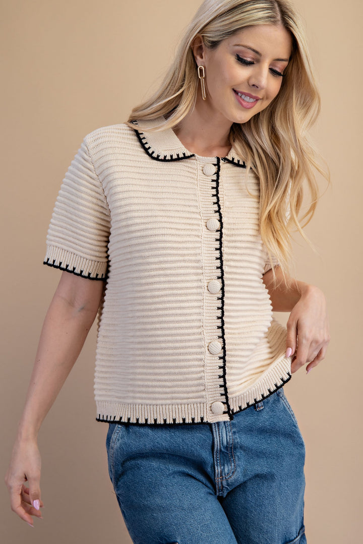 Short Sleeve Button Up Cardigan