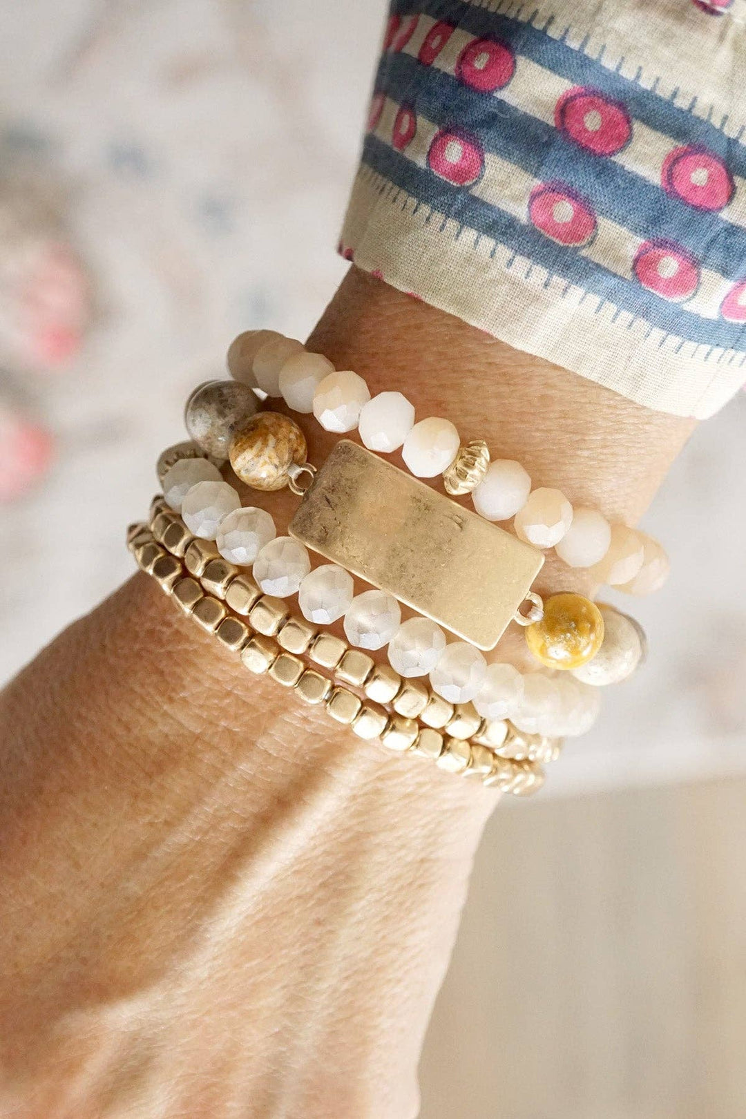 Brown boho Beaded Bracelets Stack