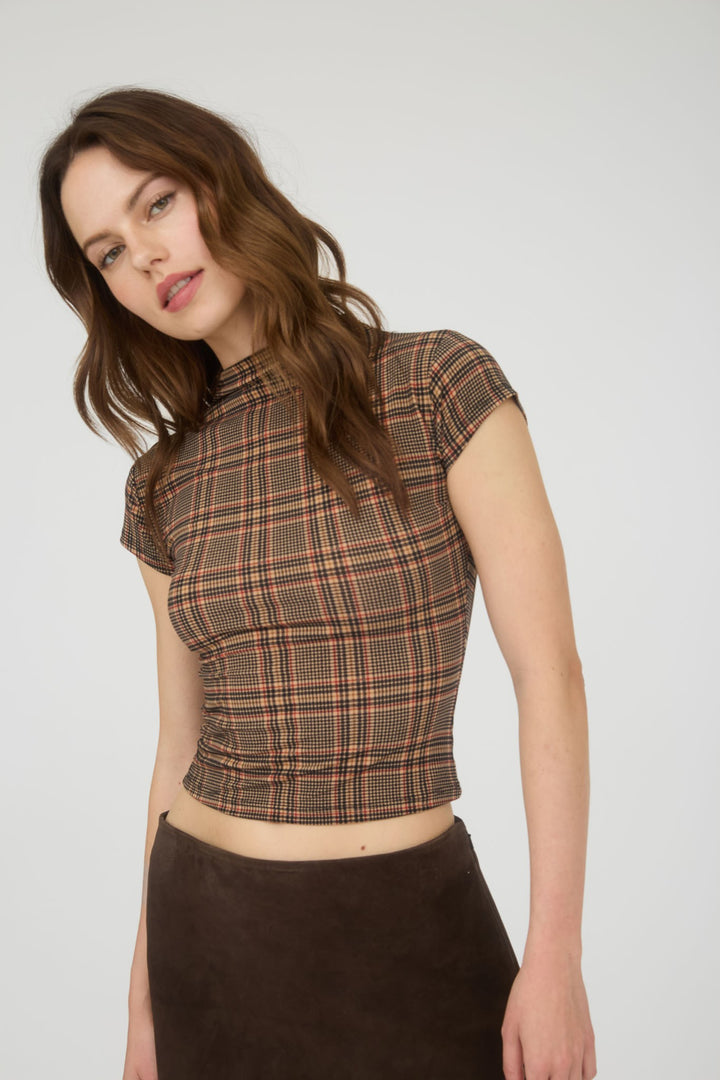 Plaid Short Sleeve Crop Top