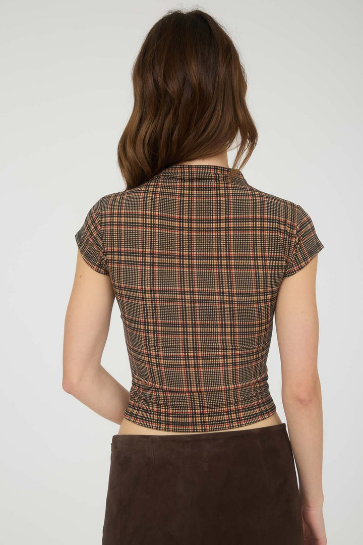 Plaid Short Sleeve Crop Top