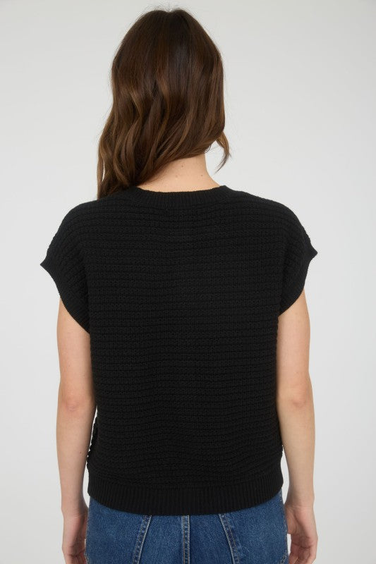 Button Down Short Sleeve Sweater