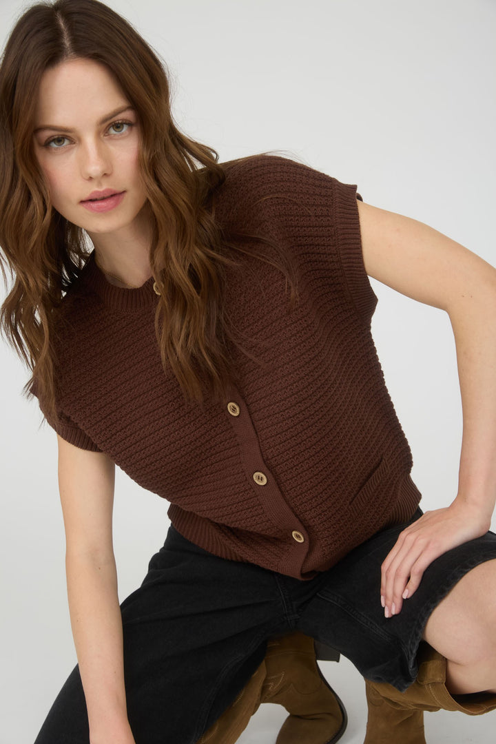 Button Down Short Sleeve Sweater