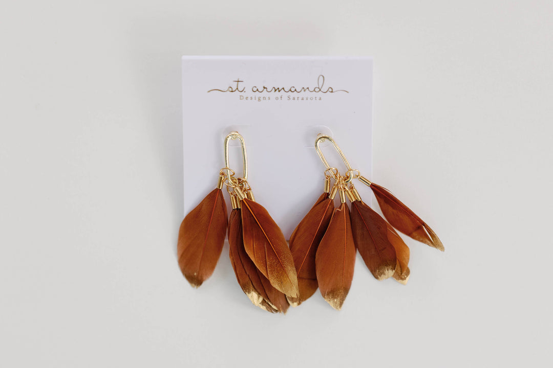 Caramel Feathers Earrings