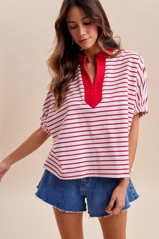 Stripe Dolman Sleeve Top