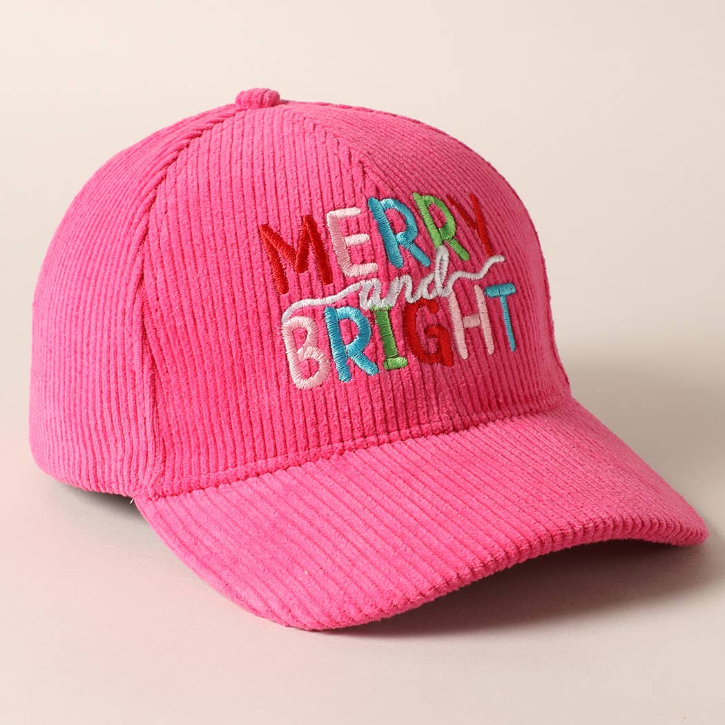 Merry and Bright Embroidery Corduroy Cap