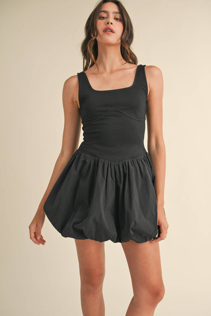 BUBBLE HEM MINI DRESS