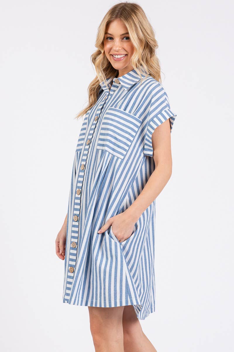 COTTON STRIPED TUNIC DRESS