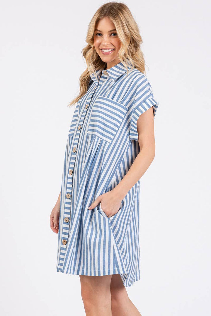 COTTON STRIPED TUNIC DRESS