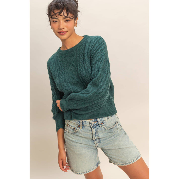 Cable Knit Balloon Sleeve Sweater