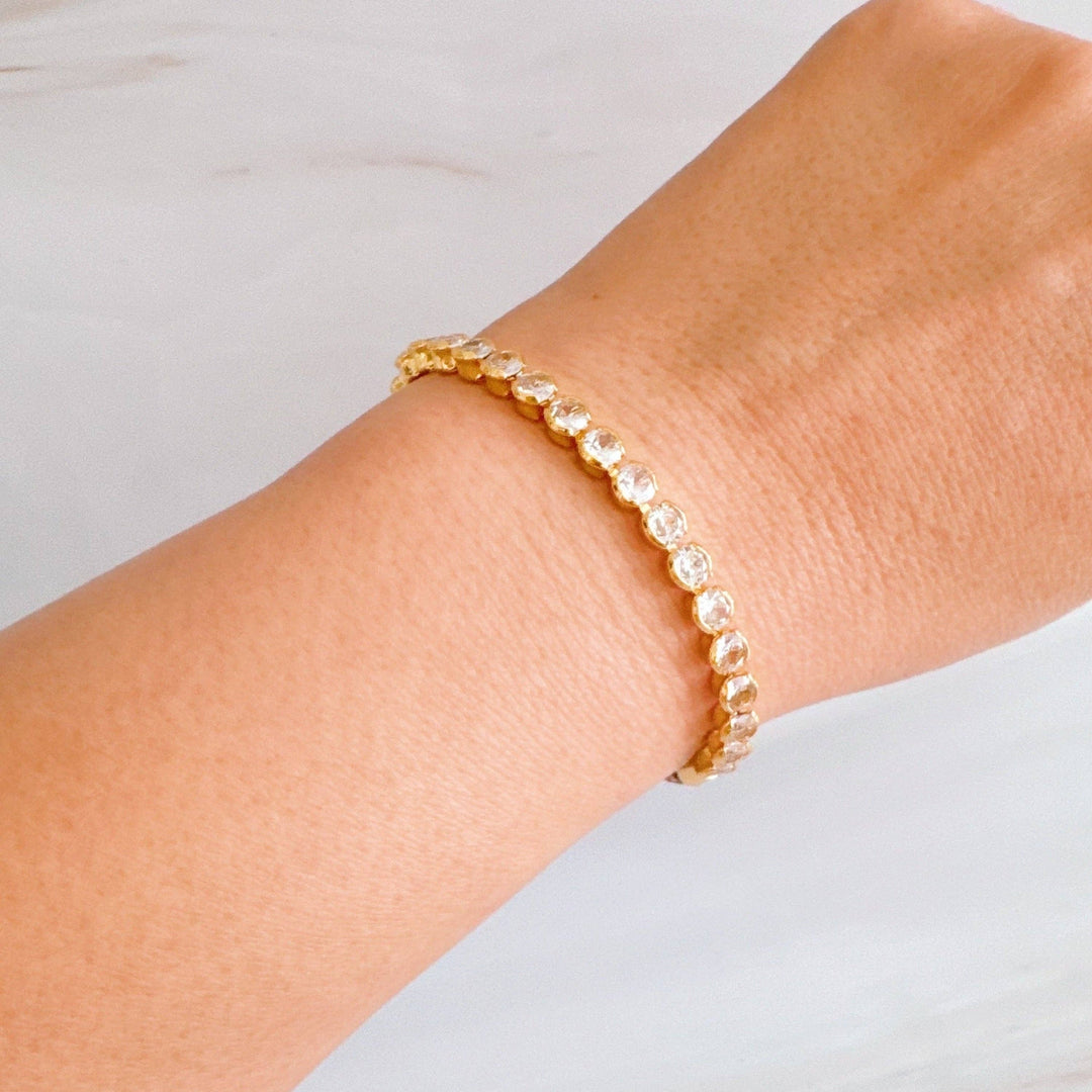 Adjustable Rope Tennis Bracelet With CZ Bezel Stones