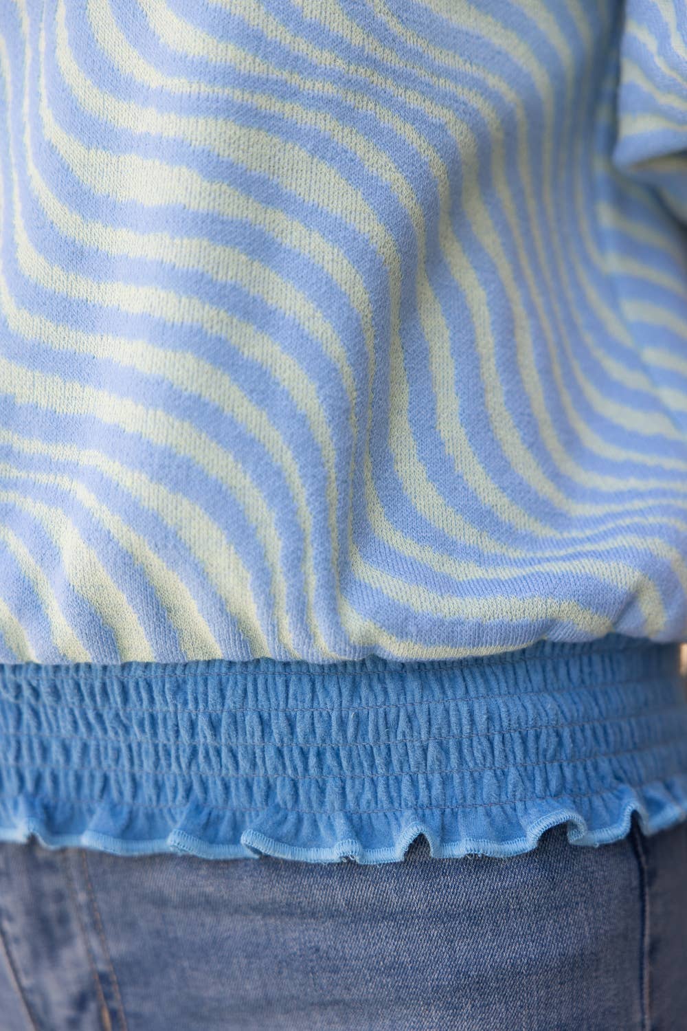 Blue Textured Knit Top