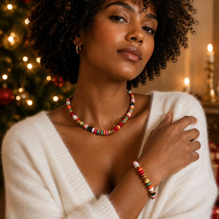 Festive Color Bead Stretch Bracelet
