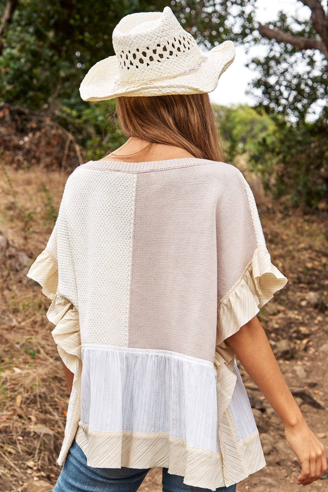 Mix Match Ruffle Sweater Neutrals