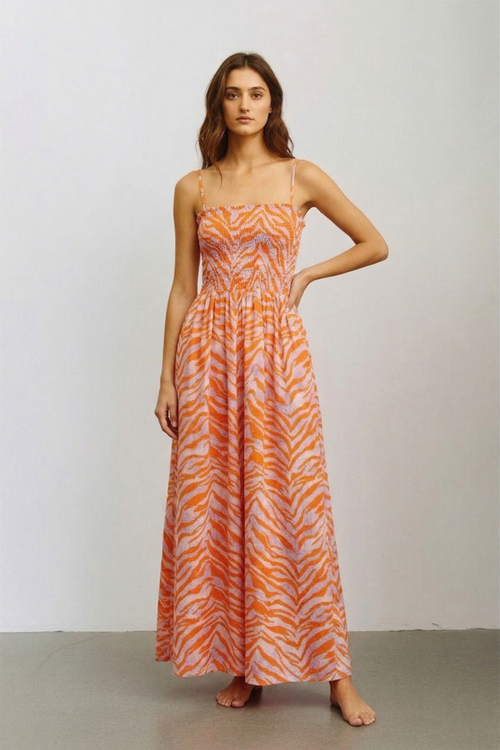 Wide Legs Smocked Floral Print Jumpsuit