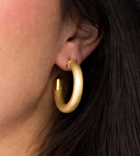 Lightweight Brushed Gold Hoop Earrings | 3 Sizes