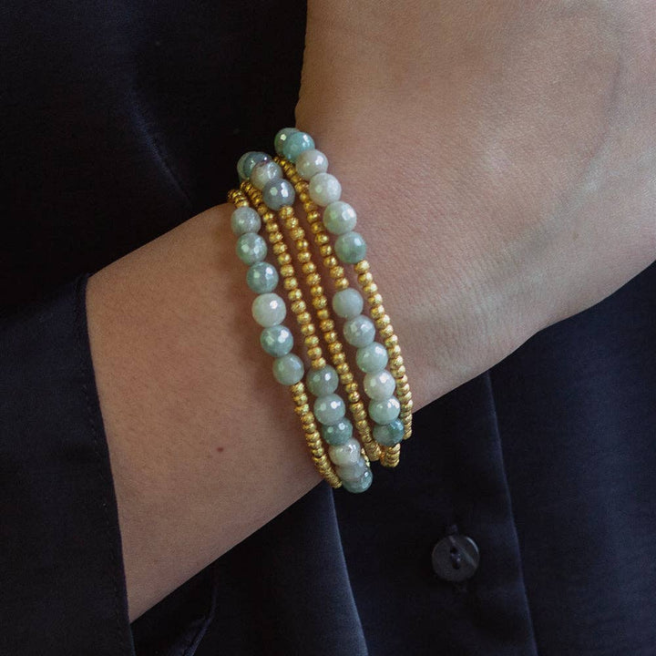 Amazonite Row Gold Beaded Bracelet