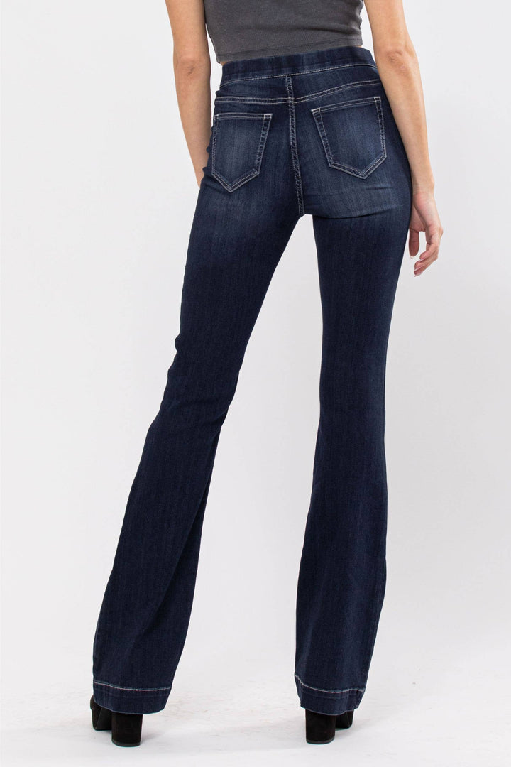 High Rise Dark Pull On Flare Jegging