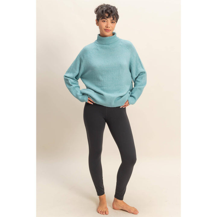 Blue Turtleneck Sweater