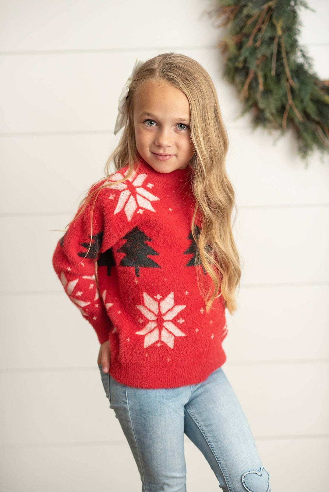 Red Trees and Snowflakes Sweater