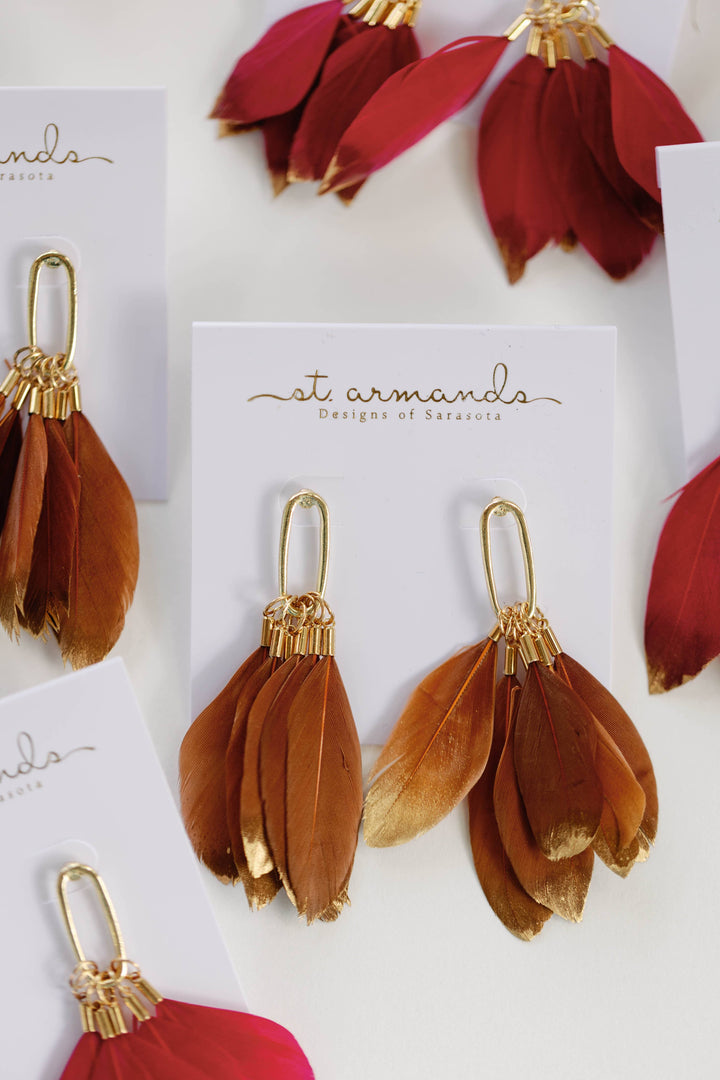 Caramel Feathers Earrings