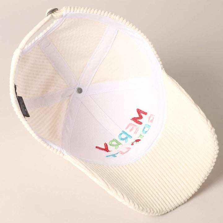 Merry and Bright Embroidery Corduroy Cap