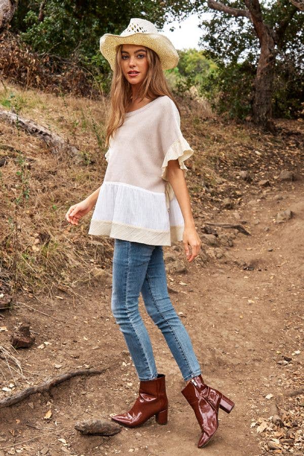 Mix Match Ruffle Sweater Neutrals