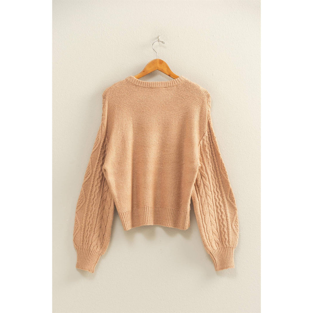 Cable Knit Balloon Sleeve Sweater