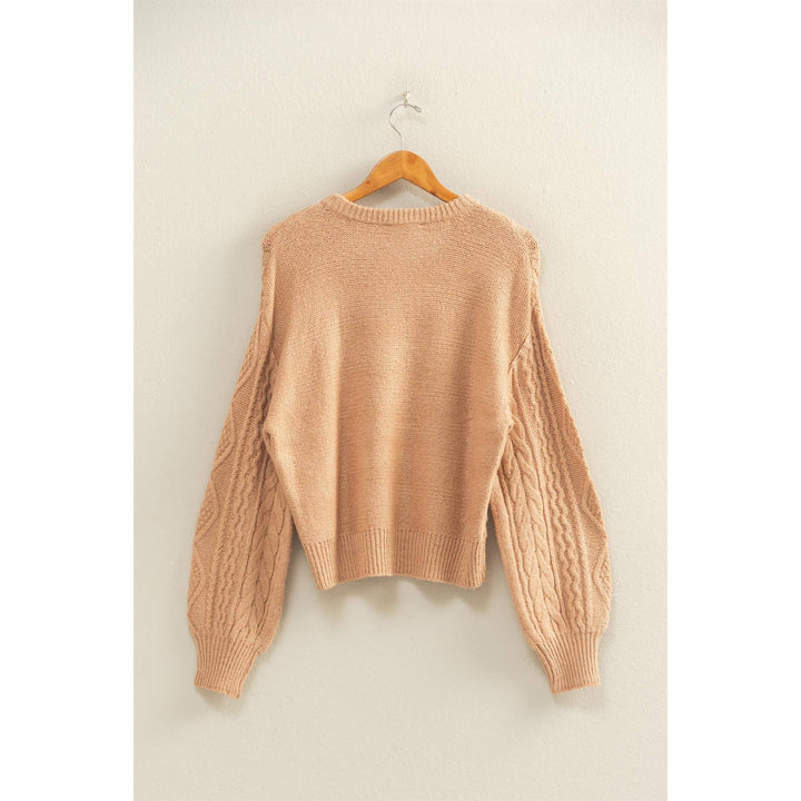 Cable Knit Balloon Sleeve Sweater