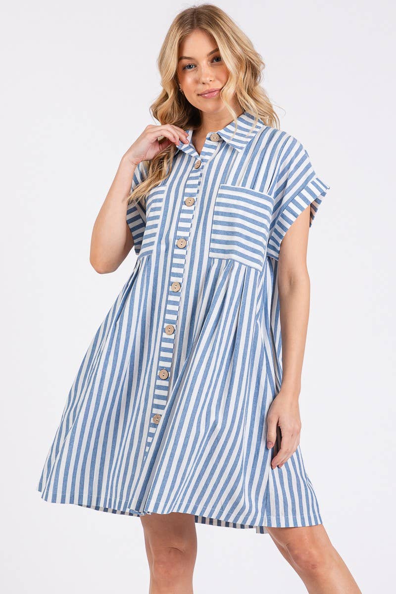 COTTON STRIPED TUNIC DRESS
