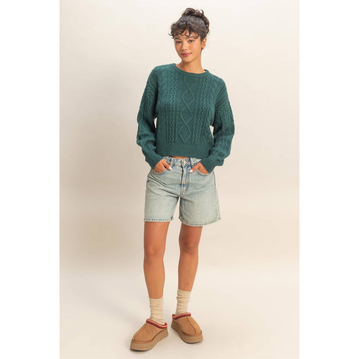 Cable Knit Balloon Sleeve Sweater