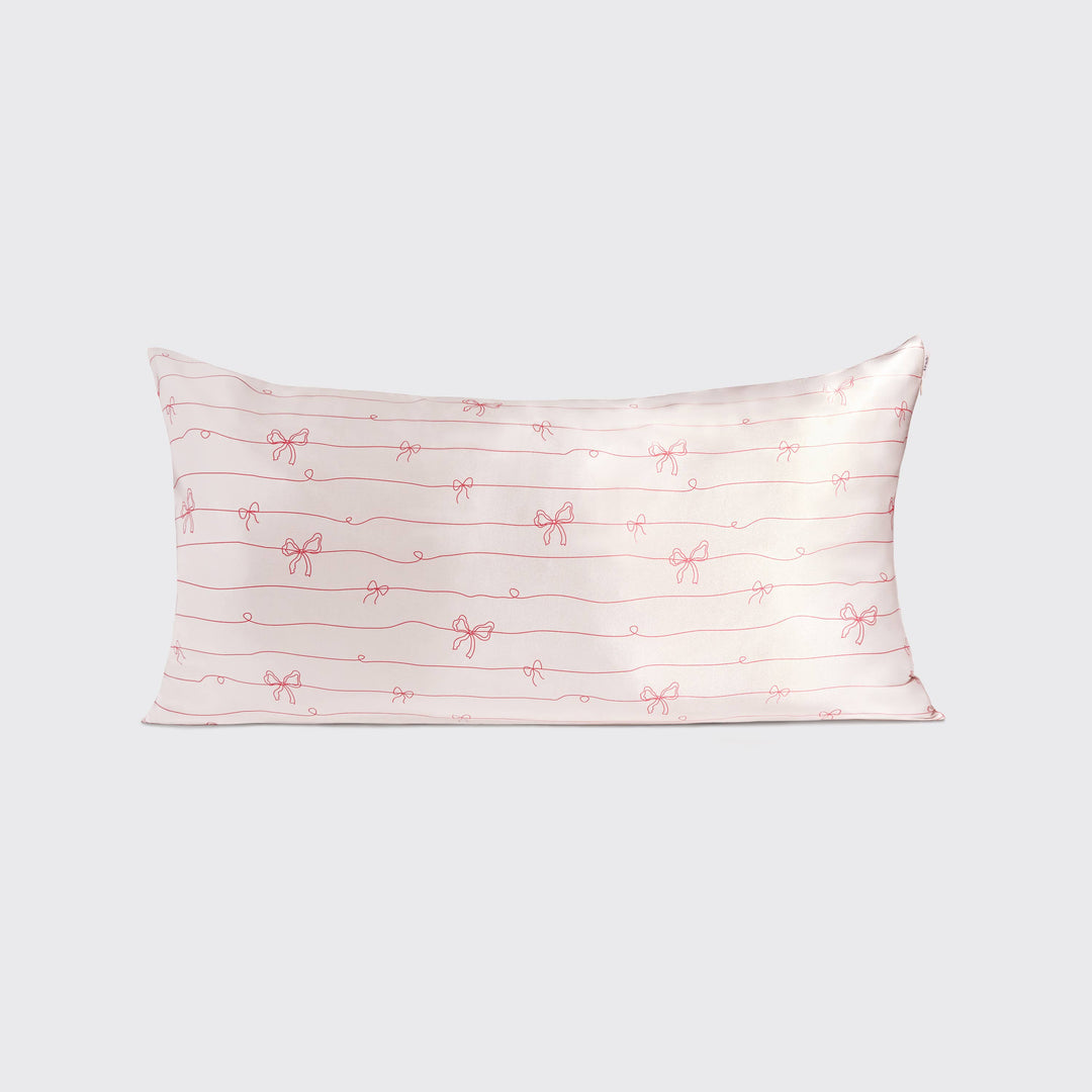 Satin Pillowcase Striped Bows - King