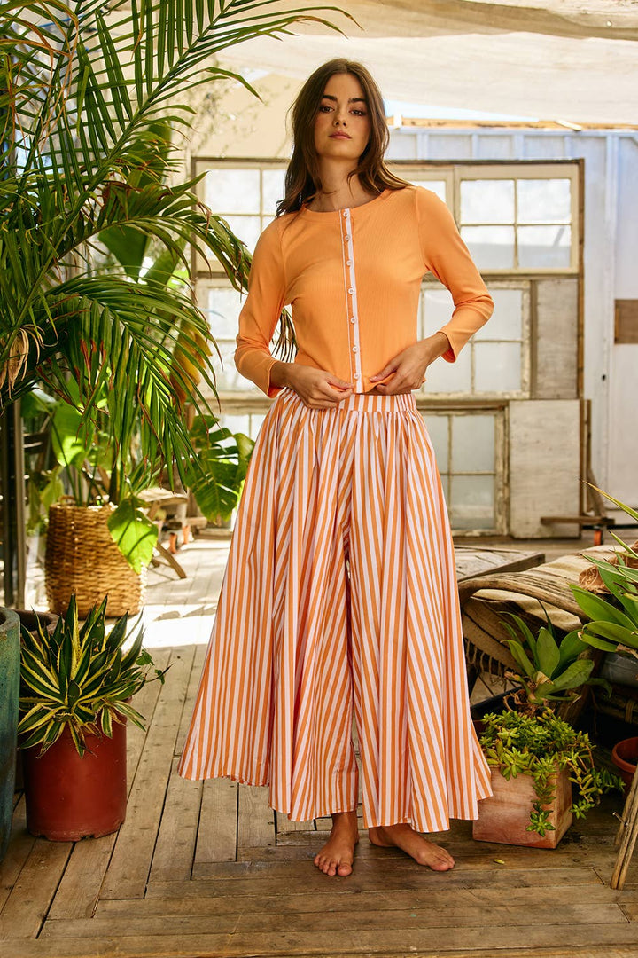 Striped Voluminous Gaucho Pants