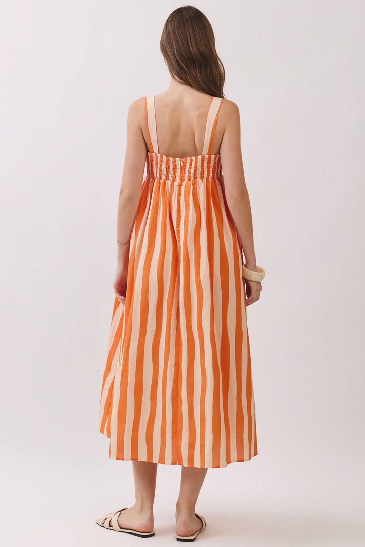 Orange Stripe Midi Dress