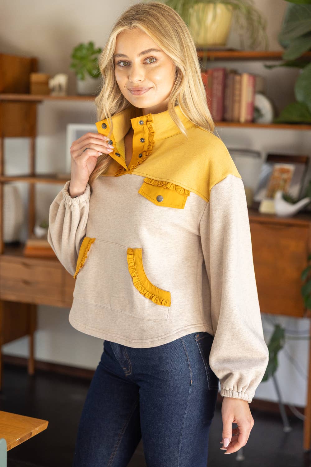 Mustard Snap Sweatshirt